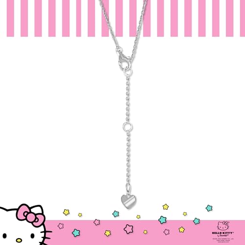 Hello Kitty Sanrio Womens Lab Created Diamond Bow Necklace 18" - Sterling Silver Silhouette Necklace Official License4