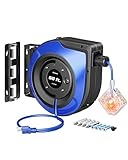 DEWENWILS 60FT Extension Cord Reel with 6 Grounded Outlets, Retractable Cord Reel, Twist-lock Stopper, 12/3C SJTOW, Retractable Extension Cord, 15A Circuit Breaker, Heavy Duty Power Cord, ETL Listed