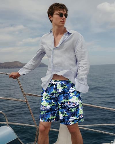 Image of SURF CUZ Mens Swim Trunks with Compression Liner Swim Shorts 7 inch Swimming Trunks Stretch 7 Inch Swim Suits Quick Dry