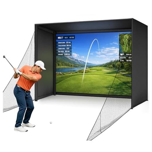 10 x 8 ft Golf Simulator Enclosure with Upgraded Impact Screen – High Clarity Projection Surface, Thick Foam Edge Padding, Safety Side Nets & Frame for Home Indoor Golf Setup