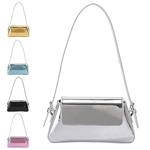 Damen Silber Geldbörse Abendtasche Y2k Metallic Silber Geldbörse Hobo Tasche Leder Tote Handtasche Satchel Bag Cute Party Bag Clutch Taschen