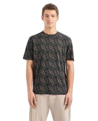 Armani Exchange Men's All Over Ax Logo Creating 3-d Effect Print Regular Fit Tee