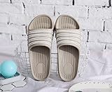 Kussenpantoffels Zomer Huis Indoor Slippers Vrouwelijke Eenvoudige Gestreepte Huis Slippers Badkamer Paar Slippers Douche Sandalen(Beige,43-44)