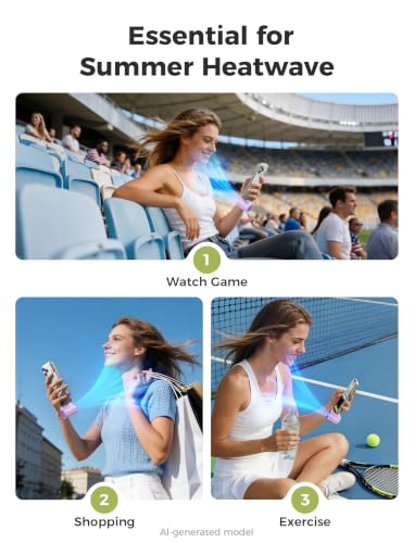 Image of Aecooly Powerful USB C Phone Fan, 17000 RPM High Speed, Compatible with iPhone, iPad, Tablet, 4 Speed Mini Portable Cell Phone Fan Attachment for Summer, Travel, Gifts for Women-Purple