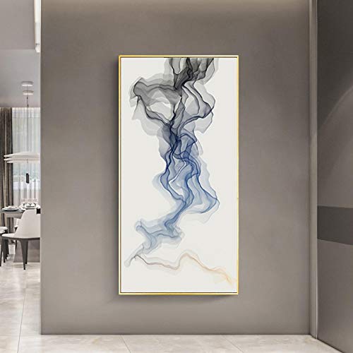 Affiche pour salon bleu et noir style chinois abstrait