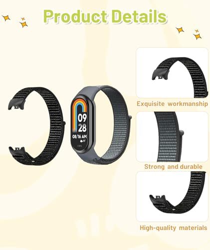 Image of Nylon Strap for Xiaomi Smart Band 10 /Band9 /Band8, Men and Women Breathable Elastic Bracelet, Adjustable Sport Straps Replacement Watchband for Xiaomi Mi Band 10 /Band9 /Band8