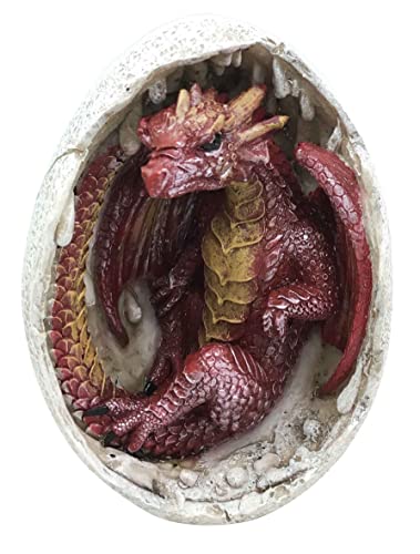 Ebros Gift Ancient Mercury Red Fire Dragon Hatchling Breaking Out Of Egg Shell Figurine Myth Legends Collectible Statue Decor For Fantasy Lovers Game Of Thrones Khaleesi Mother of Dragons Medieval Art