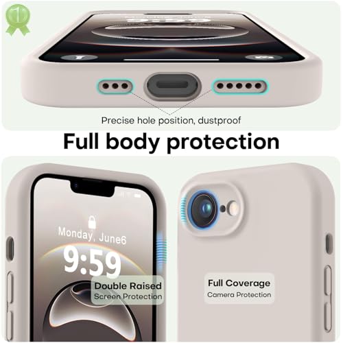 Image of LOVE 3000 Designed for iPhone 16e /17e Case, Premium Silicone with [Soft Anti-Scratch Microfiber Lining] Shockproof Protective Phone Case for Men Women Girls 6.1 inch, Stone