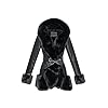 GRAN ORIENTE Women's Faux Leather Coat with Faux Fur Collar,Winter Warm Belted Mid Length Trim Jacket Fur Lined with Hood
