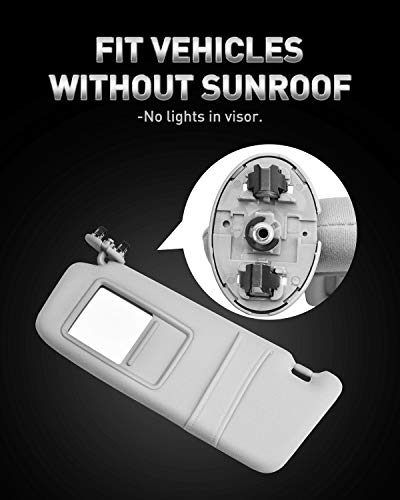 LESAUCE Left Driver Side Sun Visor for Toyota Camry 2007 2008 2009 2010 2011 Without Sunroof and Light (Left Size,Gray) - Thumbnail 4