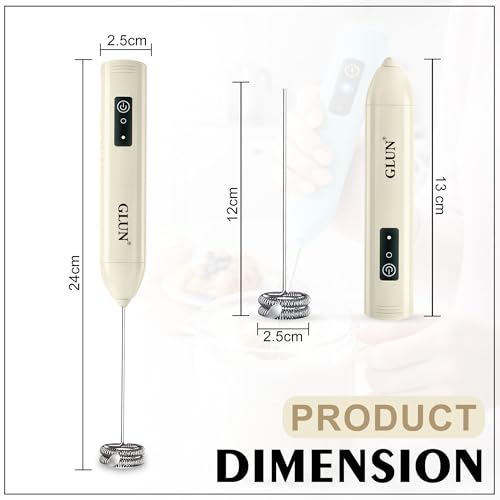 Image of GLUN Portable Coffee Frother Vibe Olive Green Colour 1 Piece, Type-C Port Rechargeable Handheld Milk Frother with 2-Layer Detachable Steel Whisk, Fast Foam Maker for Latte, Cappuccino & Coffee