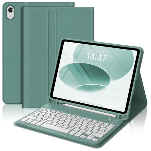 FOGARI Teclado para iPad 11 Generación A16 2025/10 Generación 2022 - QWERTY Español Ñ Bluetooth Magnéticamente Teclado para iPad 10.9/11 Pulgada, Verde Oscuro