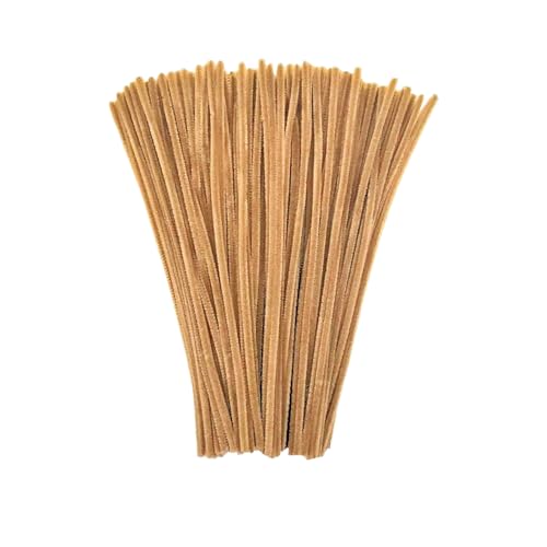 180 Pcs Standard Crafting Pipe Cleaners, Twistable Stems Children’s Bendable Sculpting Sticks, Chenille Stems for Creative DIY Art Craft Decoration School Projects (6 mm x 12 Inch) (Light Brown)