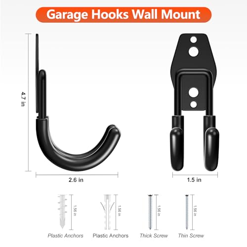 Garage-Hooks-Heavy-Duty8-Pack-47x26-in-J-Hook-SmallThicken-Bold-Wall-Mount-Garage-Storage-Hook-for-Organizing-ToolsLaddersBikesHoseBulk-Items