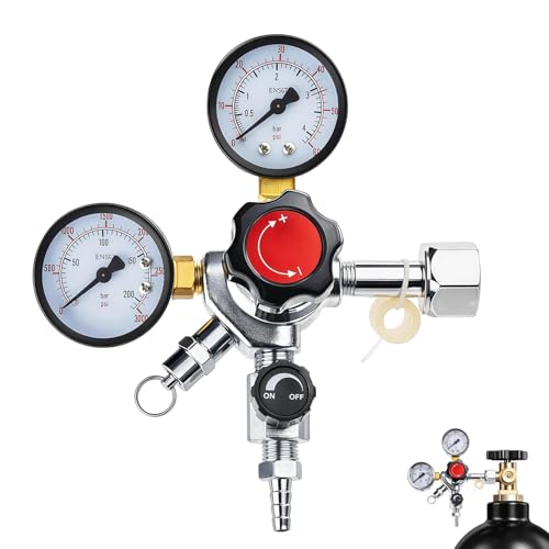 Zenselect CO2 Druckminderer W21.8 CO2 Druckminderer mit Doppelmanometer und Druckbegrenzungsventil für Biermaschine Regler des CO2-Gasflaschenreglers Bierherstellung