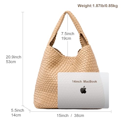 Image of MELOLILA Large Woven Tote Bag for Women Weave Purse Woven Leather Handbag