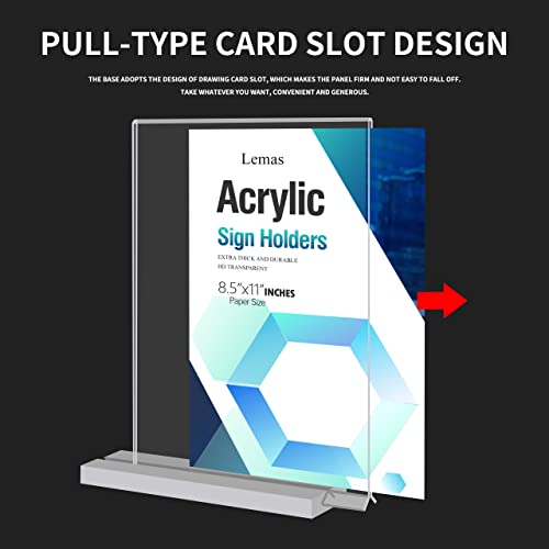 Lemas T Shape 8.5X11 Acrylic Sign Holder，Vertical Double Sided Display Stand，Flyer Vendor Display Supplies Flyer For Restaurant Table Menu Recipe Cards Office（4Pcs） #TOP2