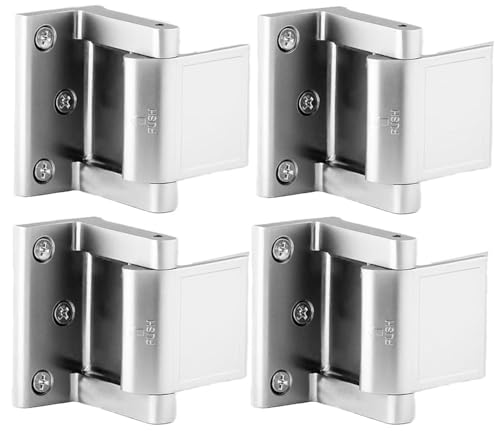 Door Security Lock Zinc Alloy, Door Lock Reinforcer Privacy Door Latch for in-Swinging Doors Extra High Resistance Home, 4pack Satin Nickel