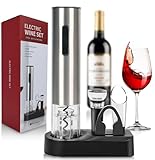 Abridor de vinho elétrico kit 4 em 1 plástico e metal a pilhas nao a