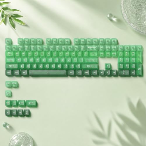 Image of dagaladoo Clear keycaps Set,Translucent Keyboard keycaps,Jelly Key caps | Shine Through keycap,MDA Profile Custom keycaps for Mx Switches Mechanical Keyboard(Gradient Green,115-keys)