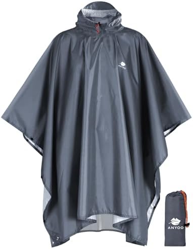 ANYOO Wasserdichter Regenponcho Leicht Wiederverwendbar Unisex Vielseitig | Ripstop, Atmungsaktiv, Faltbare, Kompakt, mit Kapuze, Schutzdecke/Unterschlupf Plane, für im Freien Camp