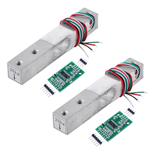 1kg 2kg 3kg 5kg 10kg 20kg Digital Load Cell Weight Sensor+HX711 AD Weighing Sensor Module for Arduino DIY Electronic Portable Kitchen Scale（2 Sets） (2 Sets 20kg+HX711)