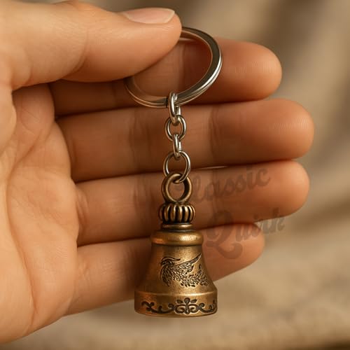 Image of Evil Eye Hooked Guardian Bell Keychain - Protective Lucky Charm Bell with Clip Hook for Bike, Car, Key & Bag | Spiritual Good Luck Talisman Gift