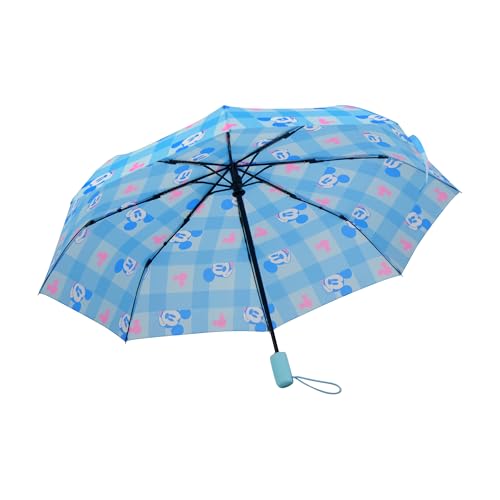 Disney Mickey Mouse Adult Rain Umbrella Automatic Folding Compact Lightweight Packable for Travel 39 Inch Arc Blue