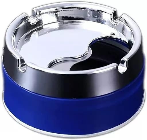 AFFODYL - Plastic and Stainless Steel Windproof Ashtray Rotating Lid Convenient Smokeless Ashtray For Cigarette, Cigar for Home and Office (pack of 1)