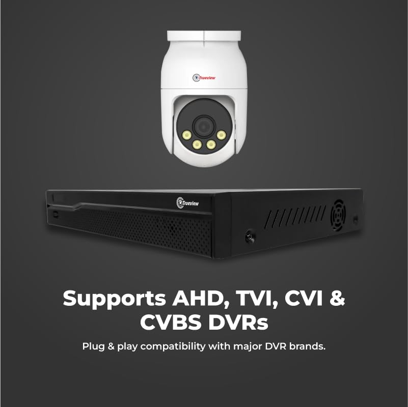 Image of Trueview 2MP HD Mini Pan-Tilt Wired CCTV Camera | Works with DVR (TVI /AHD /CVI /CVBS) | 350 Pan & 95 Tilt | All Time Color Vision | H.265 | Two-Way Audio | 3.6mm Lens | UTC Support