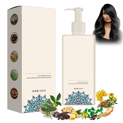 Crema Colorante Para Cabello Con Un Solo Agente Botánico, Colorante Para Cubrir Canas, Champú Colorante Para Cabello Con Extracto De Plantas Para Todo Tipo De Cabello (Negro natural)