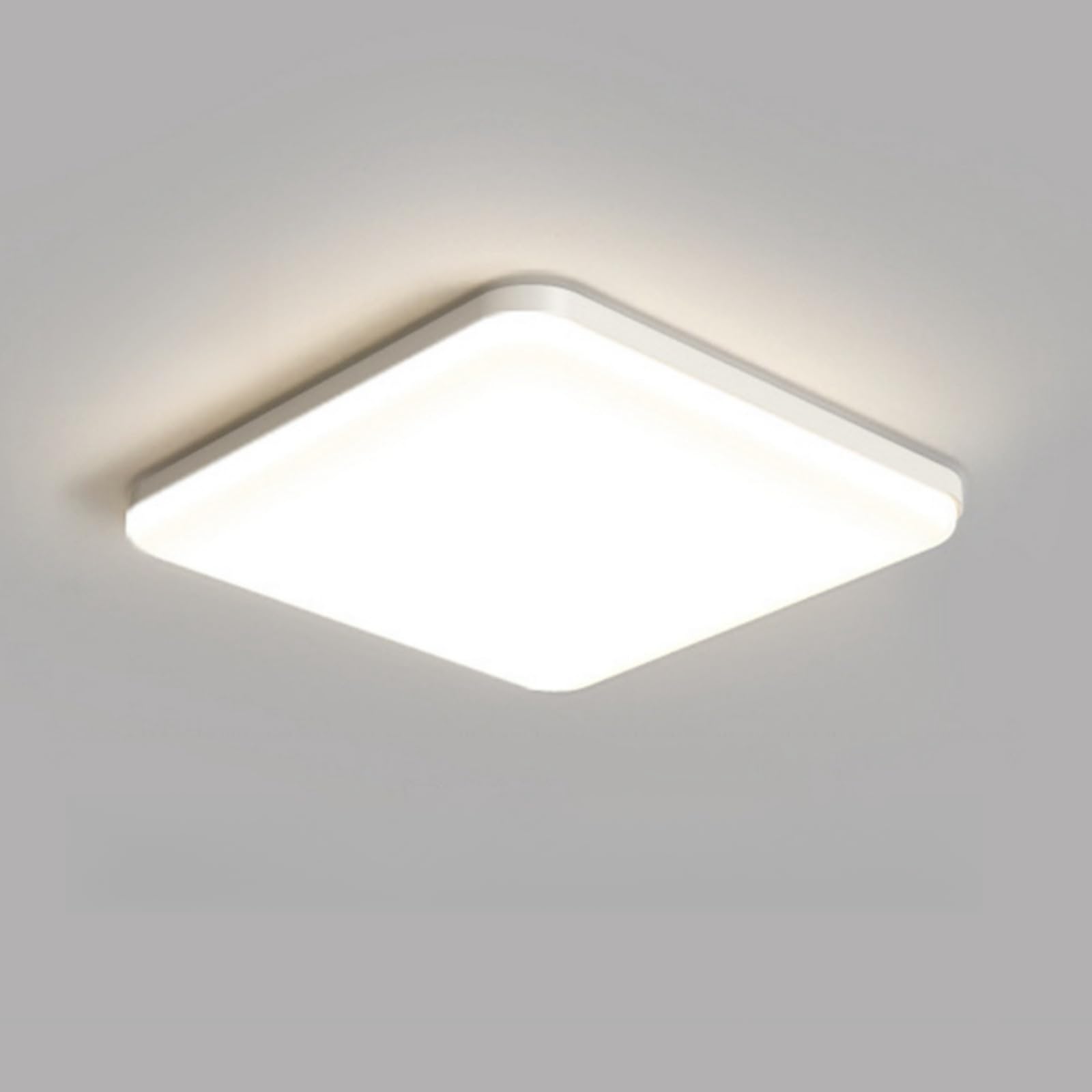 CRFASIBE Lámpara de Techo LED, 20W Luz Blanca Plafón Techo para Baño, Moderna Plafón LED Cuadrada para Cocina Dormitorio Pasillo Sala de Estar Oficina