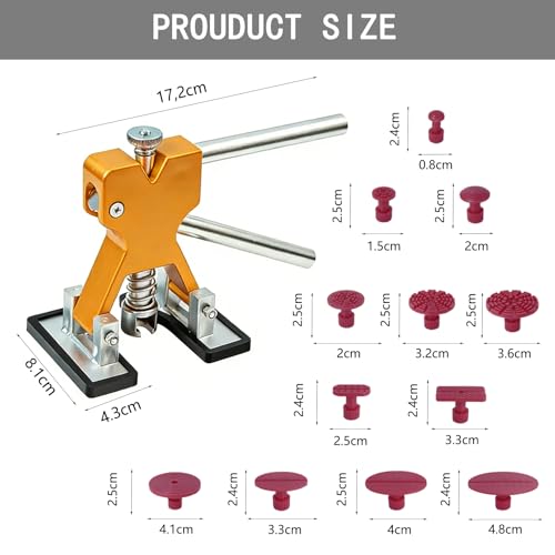 Image of Paintless Dent Repair Kit, Dent Puller Tool with 24 Glue Tabs, Car Dent Removal Kit, Small Dent Repair Kit for Auto Body and Smooth Metal Surfaces