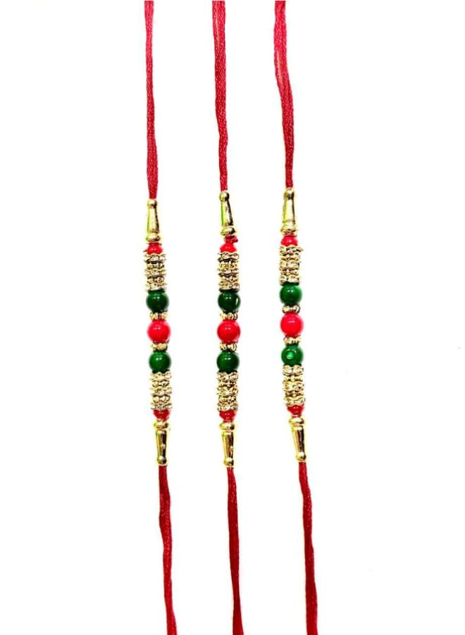GenericTIED RIBBON Designer Rakhi Set of 3 for Brother | Stone & Beaded Multicolor Rakhi Threads | Raksha Bandhan Gift Pack- Triple Bond Rakhi Gift Set