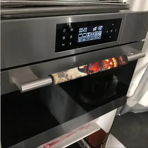 Image of 6 Pcs Refrigerator Microwave Door Handle Covers Electrical Appliances Handle Protector for Halloween Home Kitchen Decor, Cardinal Bird Pumpkin Moon Print