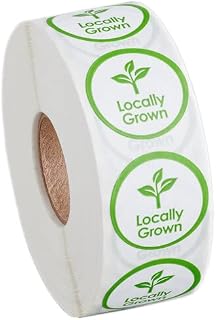 1000 Stickers/Roll Locally Grown Permanent 1 Inch Label Sticker
