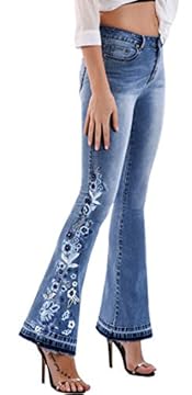 jeans with white embroidery