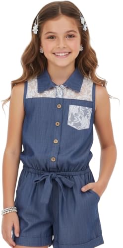 Image of ToBeInStyle Girl's Summer Romper One Piece Outfit Casual Lightweight Short Set