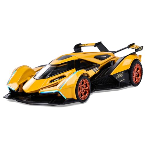 SASBSC Toy Cars for 3+ Year Old Boys Race Car Toy with Light and Sound Diecast Metal Model Cars for Kids Ages 3-8 Pull Back Car Gift Toys for Birthday Christmas (Yellow)