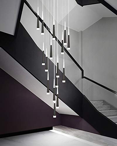 Plafonnier LED escalier suspendu en spirale noir et blanc réglable - 3