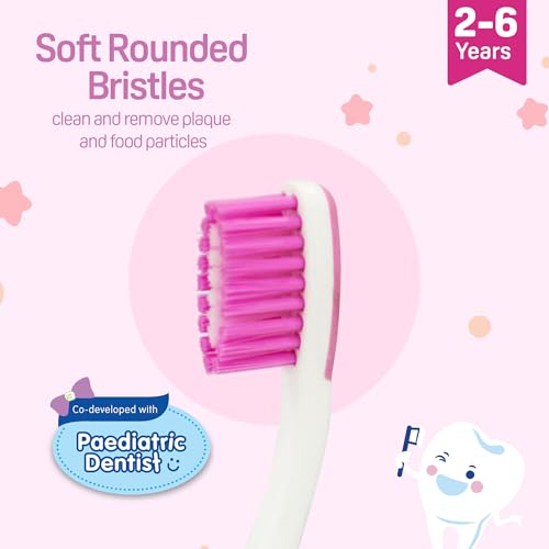 Image of Pigeon Kids Toothbrush (Pink) for 2-6 Years | Soft Bristles for Gentle Cleaning | Easy Grip Handle | Daily Oral Care for Children
