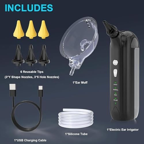 Electric Ear Cleaner Pro - Dotmalls Ear Wax Removal Tool with 4 Water Pressure Modes, Serum Ear Clean Pro, Hilpert & Welnax, Safe & Effective for Adults, Clean Ears Easily (Black)