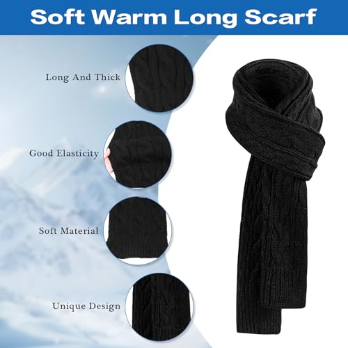 Winter Beanie Hat Scarf Gloves Set for Women Knit Touchscreen Gloves with Warm Pom Pom Satin Lined Hat Long Knit Scarf 3 In 14