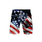 URVIP Herren Flagge der USA Badeshorts Schnell trockene Badehose Fashion Beach Board Shorts mit elastischer Taille Flagge-05 XL