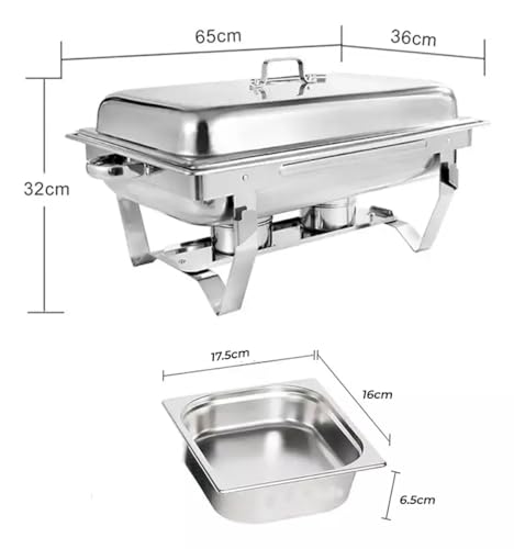 Rechaud Inox Retangular 9 Litros C/ 6 Cubas Gn Banho Maria