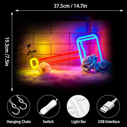 Image of Neon Sign, FPLL Neon Signs for Wall Decor Blue Red LED Signs for Man Cave Game Room Home Party Birthday Decor Bar Beer Sign - USB Powered