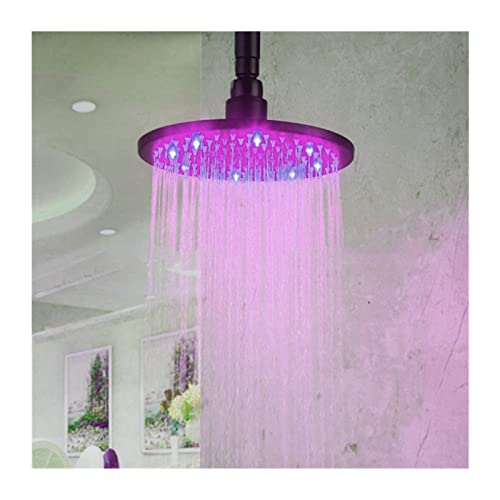 Soffione doccia a pioggia da 8 pollici Soffione doccia a pioggia rotondo a LED Soffione doccia fisso ad alta pressione in acciaio inossidabile nero Ugelli in silicone anti-intasamento Temperatura 3