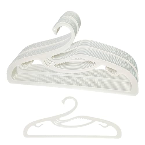 Plastic Clothes Hangers 20 Pack, Z-Shape Opening, 0.12" Ultra Thin Short Neck Hangers, Save Cabinet Space, Suitable for Dresses, Shirts, Pants, Scarves, Jackets(White)