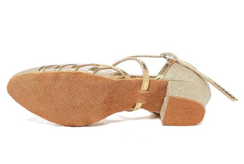 Womens Low Heel Dancing Shoes T-Strap Latin Pumps Party Wedding Heels X20402