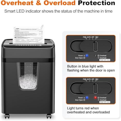 Bonsaii 12-Sheet Micro Cut Paper Shredder for Home Office, Heavy Duty Paper Shredder with 5.5 Gallon Pull-Out Bin, P-4 Security Level – Shreds Paper, CD, Credit Card, for Home Offi image 8